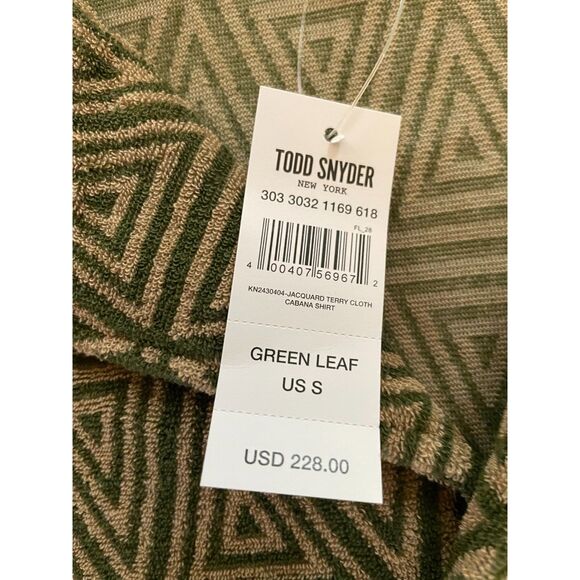 Todd Snyder Terry Jacquard Cabana Polo Shirt in Green Leaf (Size Small) - Picture 4 of 4